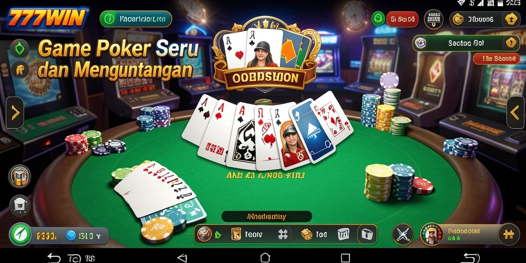 Tampilan gameplay Poker yang mendebarkan di 777WIN.