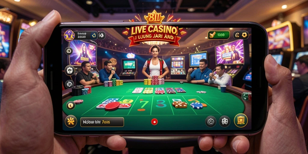 Screenshot gameplay Live Casino 8II yang menampilkan dealer profesional.