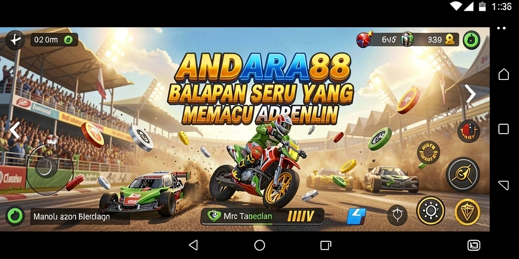 Tampilan gameplay balapan yang memukau di ANDARA88.