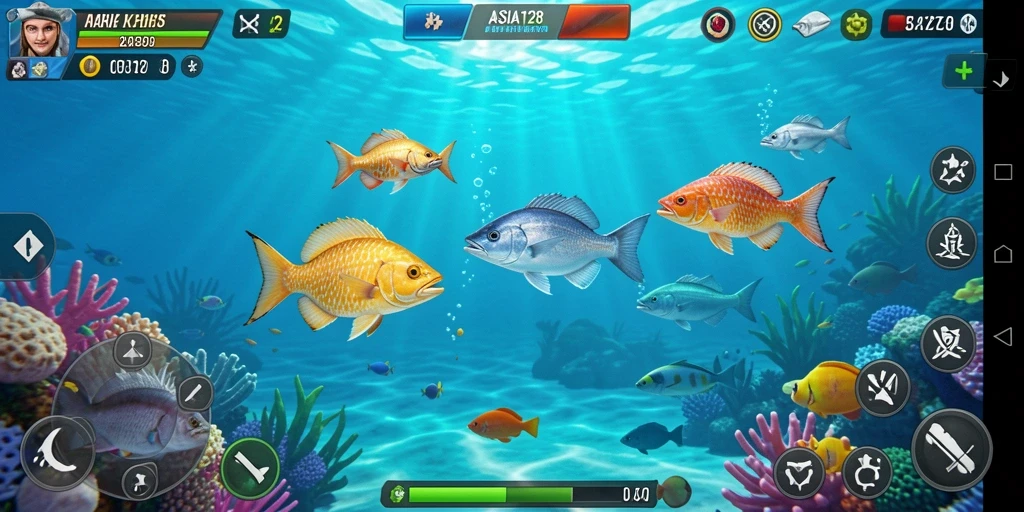 Tampilan gameplay seru dari permainan Tembak Ikan ASIA128.