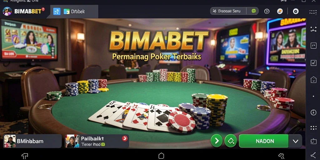 Tampilan layar permainan poker yang mendebarkan dan interaktif.