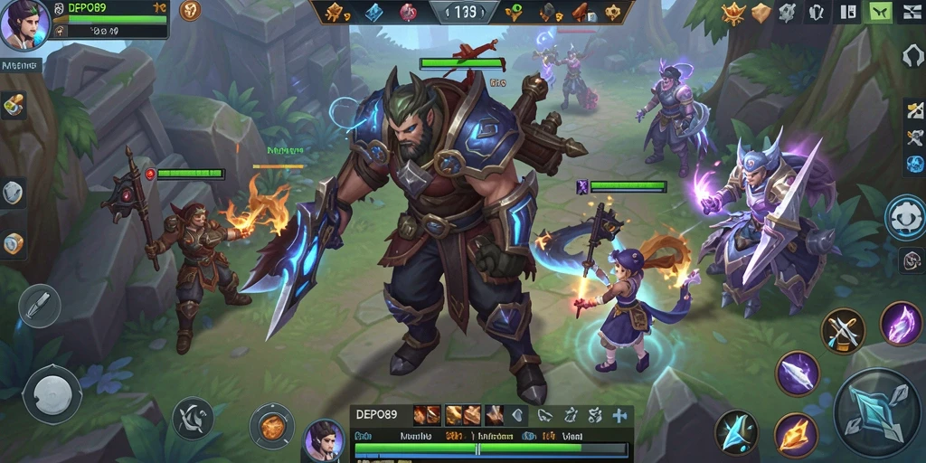 Screenshot utama DEPO89 yang menampilkan pertempuran epik dalam game MMORPG.