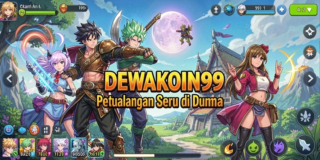Screenshot gameplay DEWAKOIN99 menampilkan aksi seru dan karakter anime.