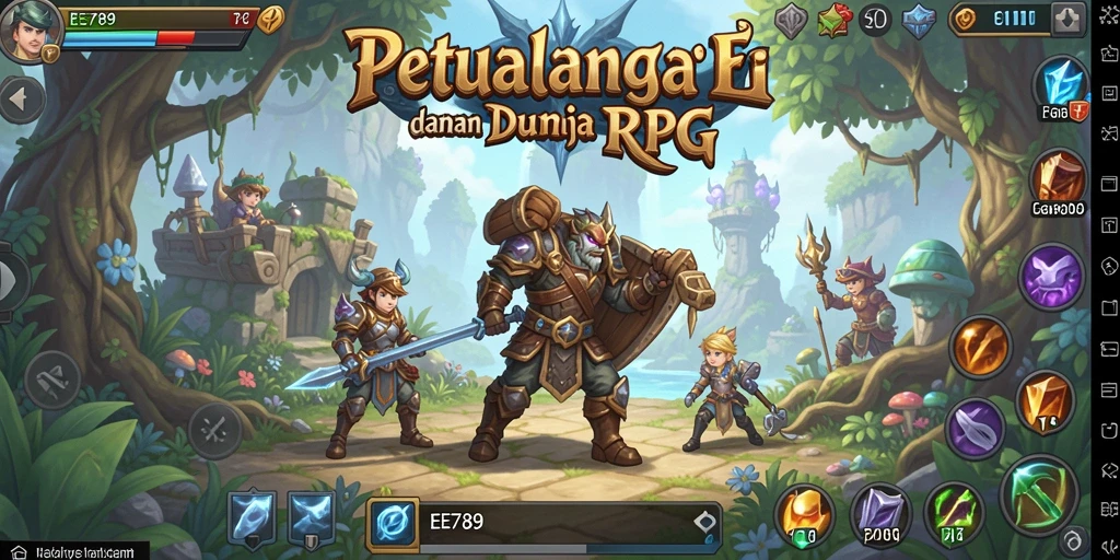 Screenshot menampilkan pertarungan epik dalam gameplay RPG EE789.
