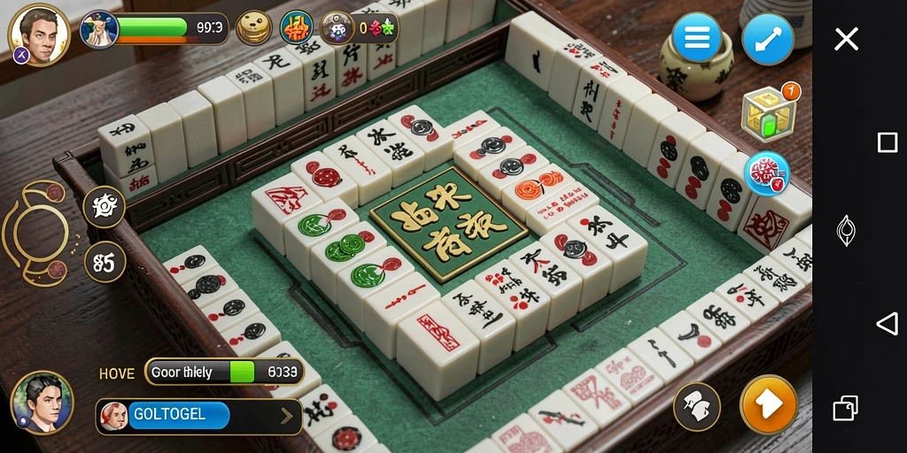 Tampilan gameplay GOLTOGEL yang menarik dengan ubin Mahjong berwarna-warni.