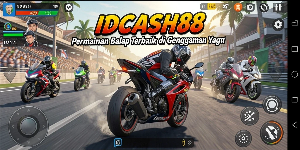 Tampilan menegangkan dari gameplay balap motor di IDCASH88.