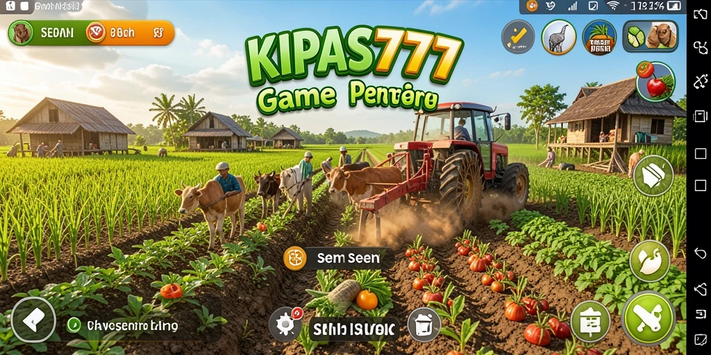 Tampilan gameplay seru dengan aktivitas bertani yang menyenangkan.