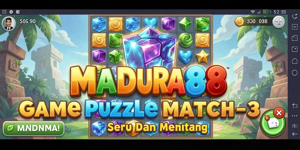 Tampilan gameplay Match-3 yang seru dan penuh warna.