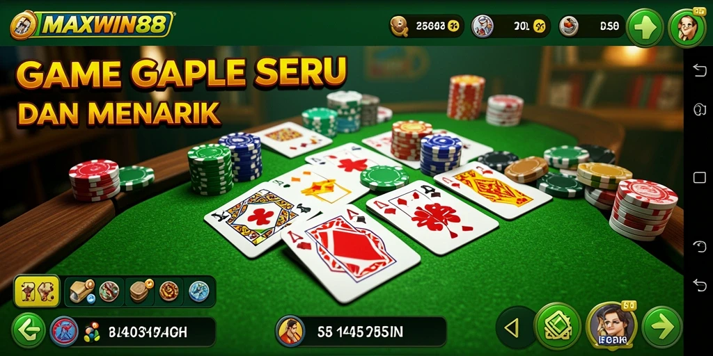 Screenshot MAXWIN88 menampilkan gameplay Gaple yang seru dan interaktif.
