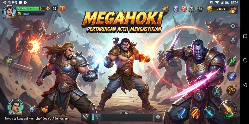 Tangkapan layar gameplay menampilkan pertempuran mendebarkan di MEGAHOKI.