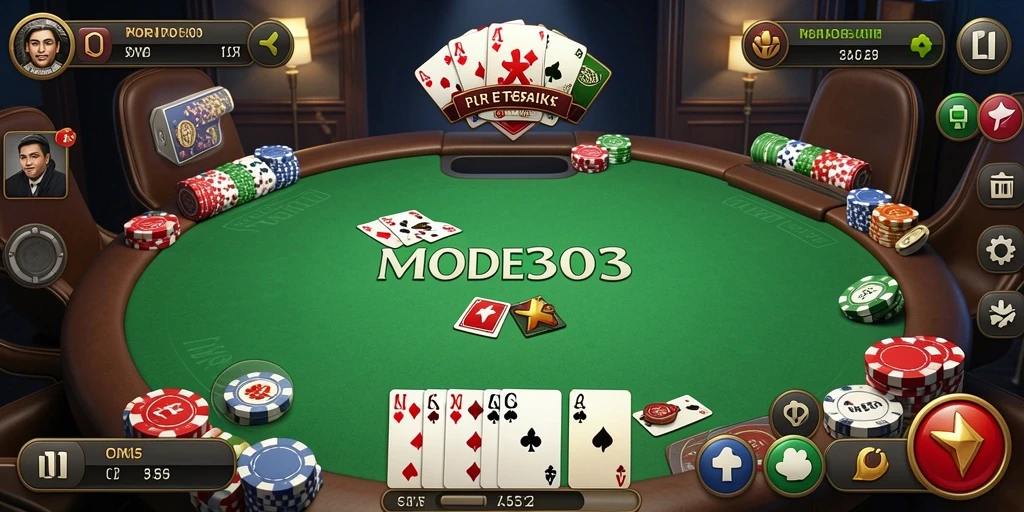 Tampilan gameplay poker yang seru dan interaktif di MODE303.