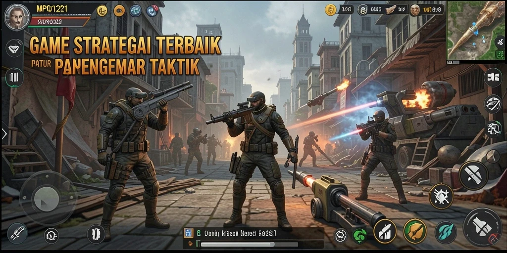 Tampilan gameplay mendebarkan dari MPO1221 yang menunjukkan taktik pertempuran.