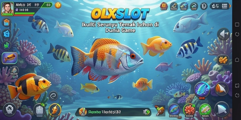 Tampilan gameplay menyenangkan dalam OLXSLOT, tembak ikan sebanyak mungkin.