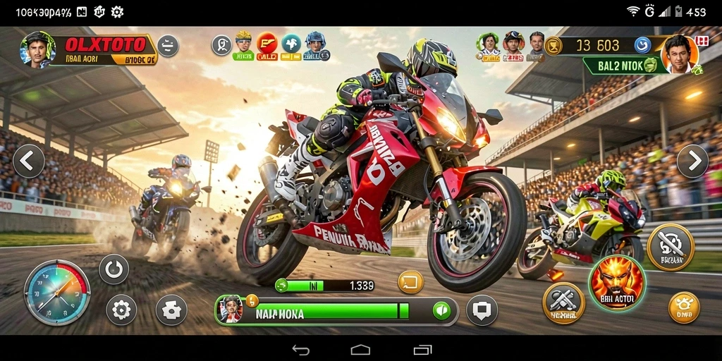 Screenshot gameplay <strong>OLXTOTO</strong> yang menarik saat balapan motor.