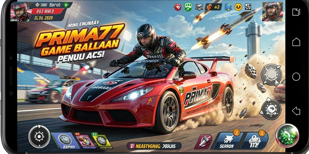Tampilan gameplay balapan yang seru dan mendebarkan di PRIMA77.