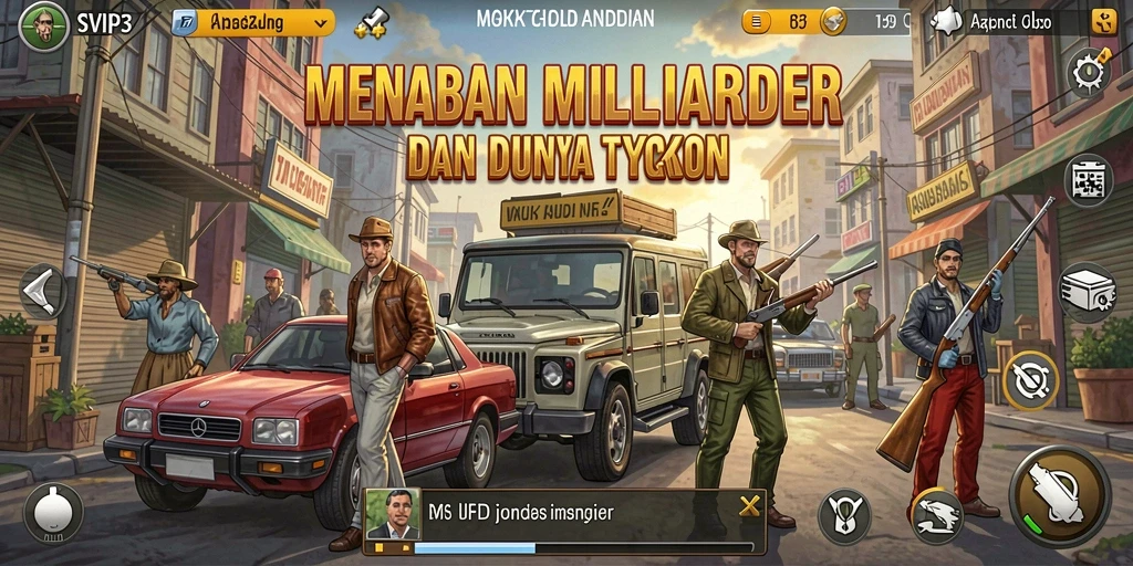 Tampilan gameplay SVIP3 menampilkan pengelolaan bisnis yang dinamis.