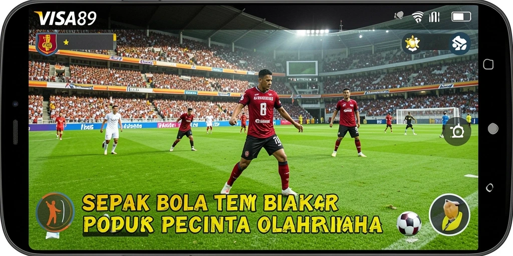 Gambaran gameplay sepak bola yang seru dan mendebarkan.